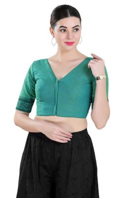 Padded Cotton V-Neck Blouse 1