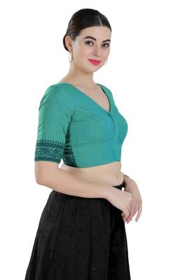 Padded Cotton V-Neck Blouse 4