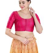 Padded Brocade Round Neck Blouse