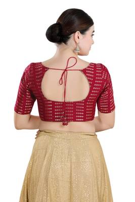 Padded Brocade Round Neck Blouse 2