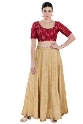 Padded Brocade Round Neck Blouse 5