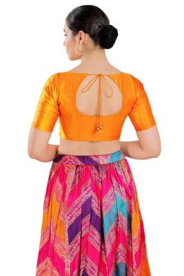 Padded Brocade Round Neck Blouse 2