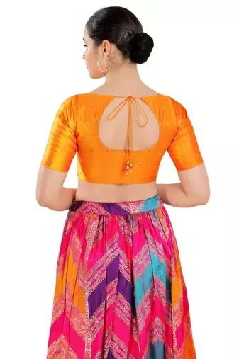 Padded Brocade Round Neck Blouse