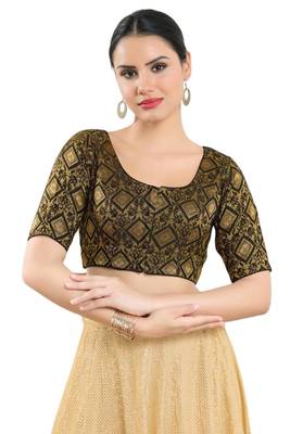 Padded Brocade Round Neck Blouse 1