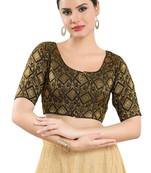Padded Brocade Round Neck Blouse