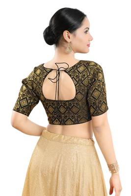 Padded Brocade Round Neck Blouse 2