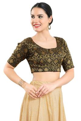 Padded Brocade Round Neck Blouse 3