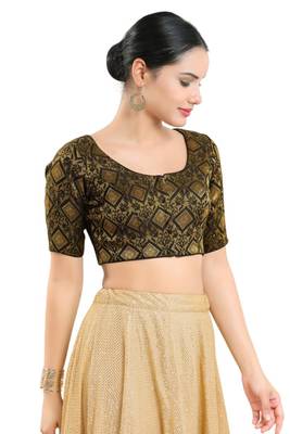 Padded Brocade Round Neck Blouse 4