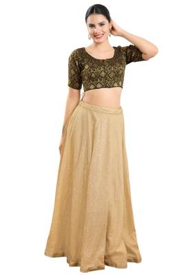 Padded Brocade Round Neck Blouse 5
