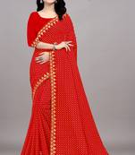 Printed embellished bandhani georgette saree