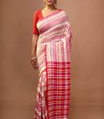 Pink Shantipuri Cotton Saree Without Blouse Piece