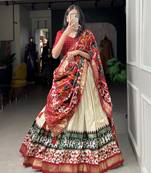 Women's Tussar Silk With Patola Print And Foil Work Lehenga Choli