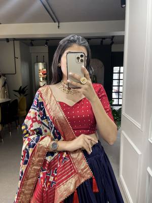 Women's Tussar Silk With Patola Print And Foil Work Lehenga Choli 3