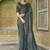 Stupendous Grey Sequined Satin Cocktail Party Wear Saree With Blouse