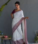 Suta Off White Woven Design Pure Cotton  Saree