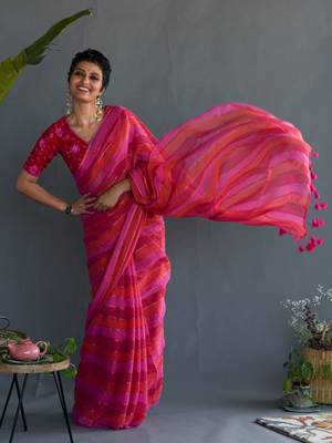 Suta Multicolor Striped Pure Cotton Saree Without Blouse 1