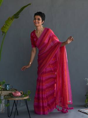 Suta Multicolor Striped Pure Cotton Saree Without Blouse 2