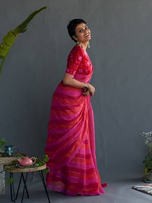 Suta Multicolor Striped Pure Cotton Saree Without Blouse 3