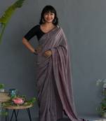 Suta Brown Cotton Zari Geometric Pattern Saree Without Blouse