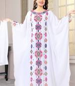 White  Zari & Stone Work stitched Georgette Designed Kaftan Party Wear