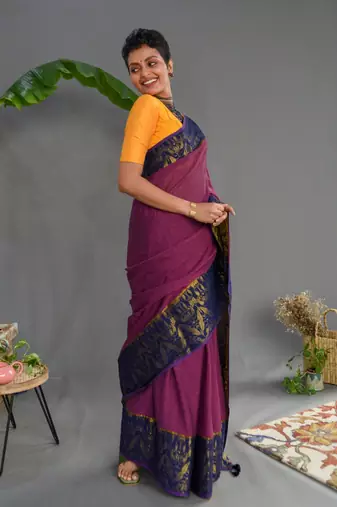 Suta Baby Pink Pure Cotton Woven Design Saree Without Blouse