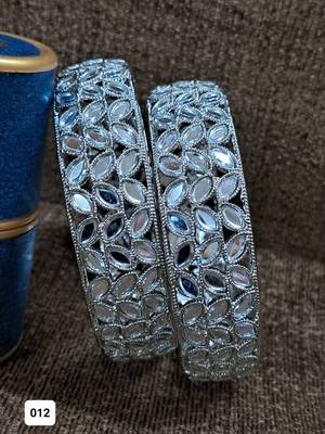 Raddhi Jewels Designer Silver Plated Mirror Work Set of 2 Bangles For Women/Girls 1