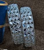 Raddhi Jewels Designer Silver Plated Mirror Work Set of 2 Bangles For Women/Girls