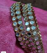 Raddhi Jewels Designer Mehandi Plated Kundan Work Set of 2 Bangles For Women/Girls