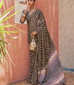 Beautiful Brown Digital Printed Crepe Festive Wear Saree With Blouse