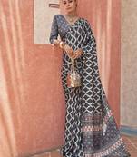 Embrace Black Digital Printed Crepe Festivities Saree & Blouse