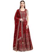 JUST FASHION Embellished Georgette Ethnic Gown With Dupatta