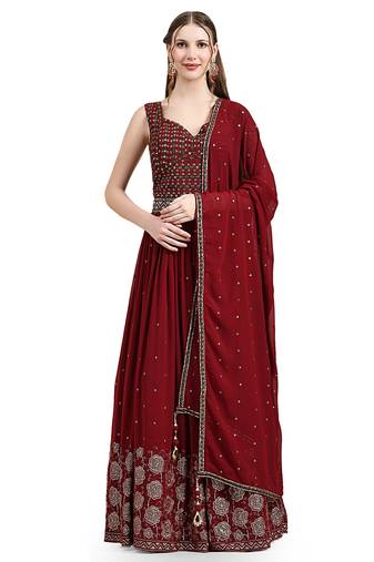 JUST FASHION Embroidered Georgette Ethnic Gown With Dupatta