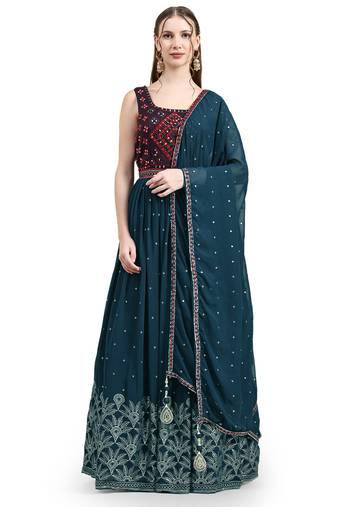 JUST FASHION Embroidered Georgette Ethnic Gown With Dupatta