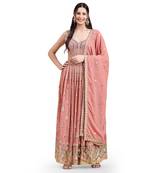 JUST FASHION Ethnic Motifs Embroidered Georgette Ethnic Dresses with Dupatta