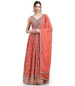 JUST FASHION Ethnic Motif Embroidered Sequined Georgette Ethnic Gown With Dupatta