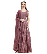 JUST FASHION Embellished Sequined Georgette Ethnic Gown With Dupatta