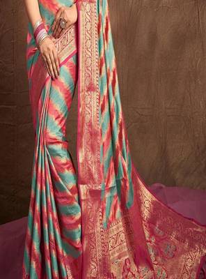 Rama silk blend Blend Saree With Unstitched Blouse Piece 5