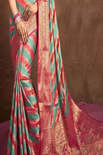 Rama silk blend Blend Saree With Unstitched Blouse Piece