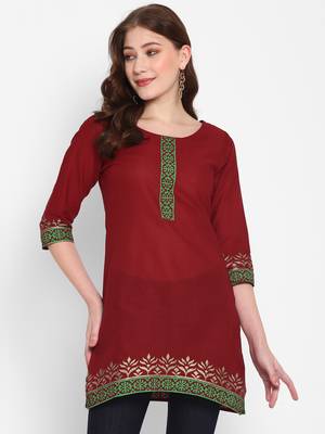 Women cotton printed straight  kurta 1