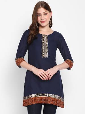Women cotton printed straight  kurta 1