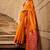 Amber color weaving border handloom silk saree with blouse