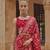 Kimisha women's red brasso saree with unstitched blouse piece