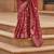 Kimisha women's red brasso saree with unstitched blouse piece