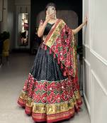 Women's Tussar Silk With Patola Print And Foil Work Lehenga Choli