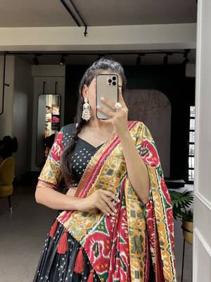 Women's Tussar Silk With Patola Print And Foil Work Lehenga Choli 2