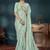Manohari traditioal light blue georgette patch work saree for women with unstitch blouse piece