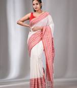 White Cotton Handwoven Soft Saree With Nakshi Designs