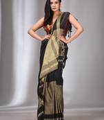 Black Cotton Handwoven Saree With Texture Designs