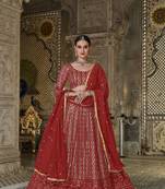 Red Color Pure Georgette Embroidered Designer Lehenga Choli With Blouse