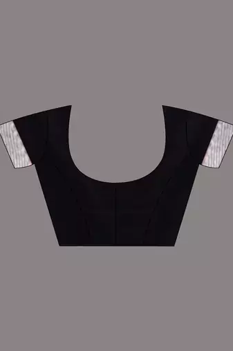 Black Cotton Handwoven Saree With Texture Borders